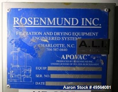 Used- Rosenmund Apovac Vacuum System, Model Horizontal Apovac 2510.