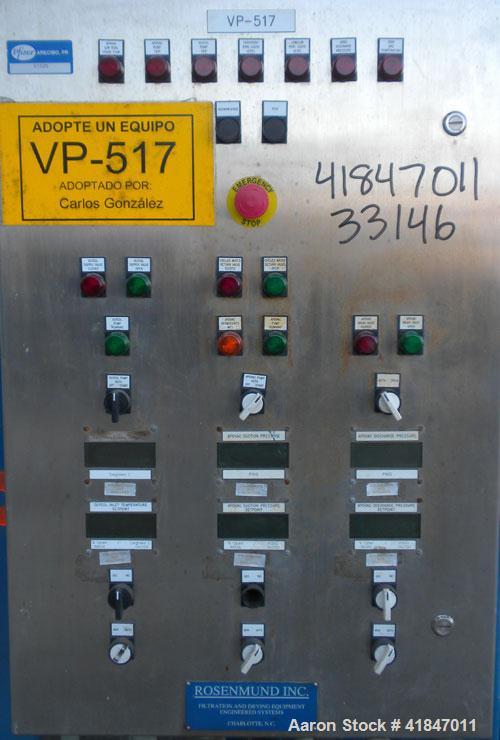 Used Apovac Vacuum System consisting of: (1) Vacuum pump, driven by a 30 hp motor. (1) Industrial Piping heat exchanger, (1) Industrial Piping pressure tank, and a control panel. Mounted on a carbon ...