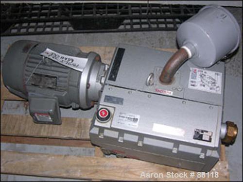 USED: Becker vacuum, model U4.100SA/K, carbon steel. 100/120 cubic meters an hour (58-70 cfm) at 3/3 mbar. driven by a 5 hp, 230/460 volt motor.