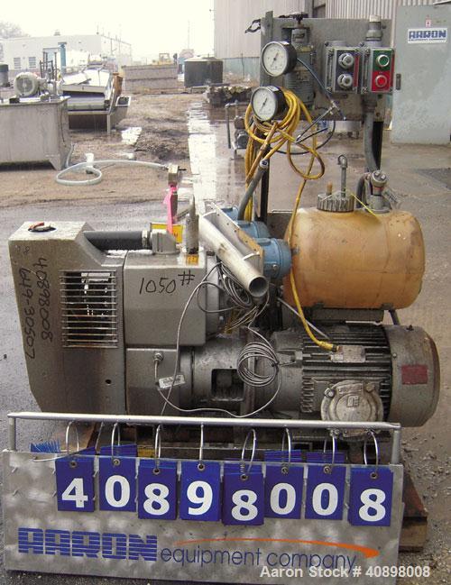 Used Busch Huckepack Two Stage Rotary Vane Vacuum Pump, Model 433:013. Rated 200 cfm at .5 Torr, with a 15 hp, 3/60/460 volt, 1765 rpm XP motor, knock out pot, receiver and heat exchanger. Serial #50...