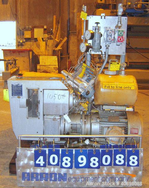 Used Busch Huckepack Two Stage Rotary Vane Vacuum Pump, Model 433:014. Rated 176 cfm at .5 Torr, with a 15 hp, 460 volt motor, knock out pot, receiver and heat exchanger. Serial #25111
