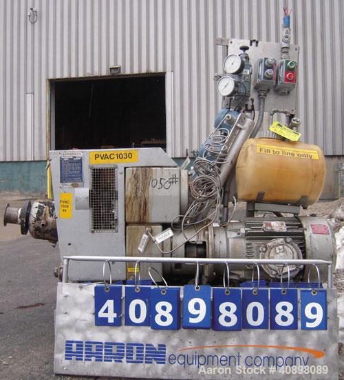 Used Busch Huckepack Two Stage Rotary Vane Vacuum Pump, Model 433:014. Rated 176 cfm at .5 Torr, with a 15 hp, 3/60/460 volt, 1765 rpm motor, knock out pot, receiver and heat exchanger. Serial #25084