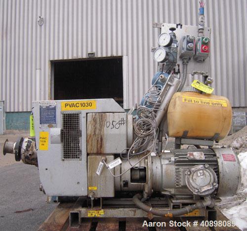 Used Busch Huckepack Two Stage Rotary Vane Vacuum Pump, Model 433:014. Rated 176 cfm at .5 Torr, with a 15 hp, 3/60/460 volt, 1765 rpm motor, knock out pot, receiver and heat exchanger. Serial #25084