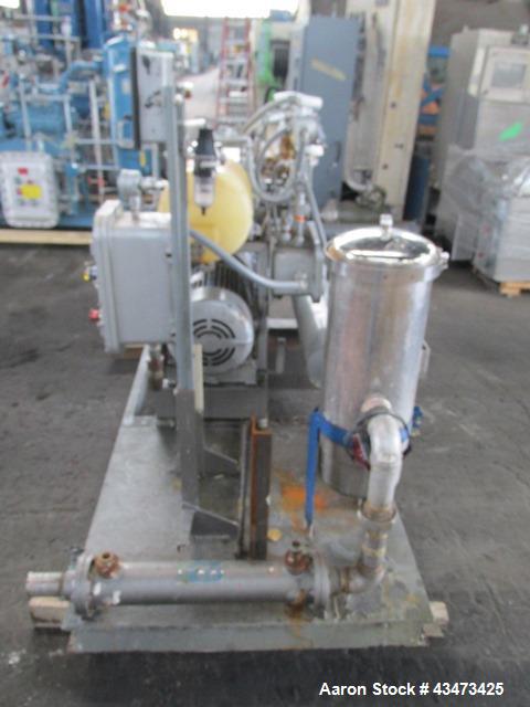 Busch Huckepack Vacuum Pump, Model 437-002. Rated 310 cfm at 0.5 Torr. Driven by 20hp, 230/460 volt XP motor. Skid mounted with silencer, heat exchanger, basket filter, separator and oil pot, serial#...