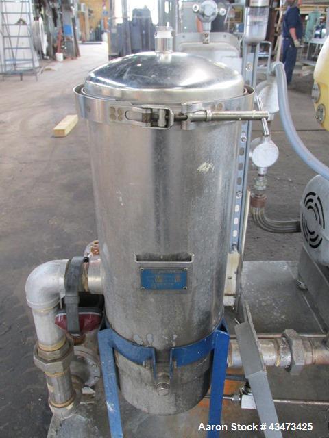 Busch Huckepack Vacuum Pump, Model 437-002. Rated 310 cfm at 0.5 Torr. Driven by 20hp, 230/460 volt XP motor. Skid mounted with silencer, heat exchanger, basket filter, separator and oil pot, serial#...