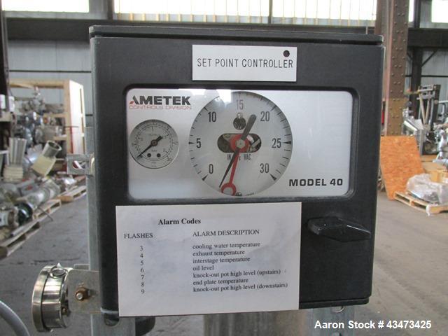Busch Huckepack Vacuum Pump, Model 437-002. Rated 310 cfm at 0.5 Torr. Driven by 20hp, 230/460 volt XP motor. Skid mounted with silencer, heat exchanger, basket filter, separator and oil pot, serial#...