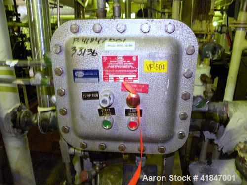 Used Busch Single Stage Cobra Dry Screw Vacuum Pump, Model AC0400FBT6.000H, Carbon Steel. Rated 262 cfm, 0.05’’ Torr., direct cooled. Driven by a 20 hp, 3/60/230/460 volt, 3520 rpm motor. Includes an...