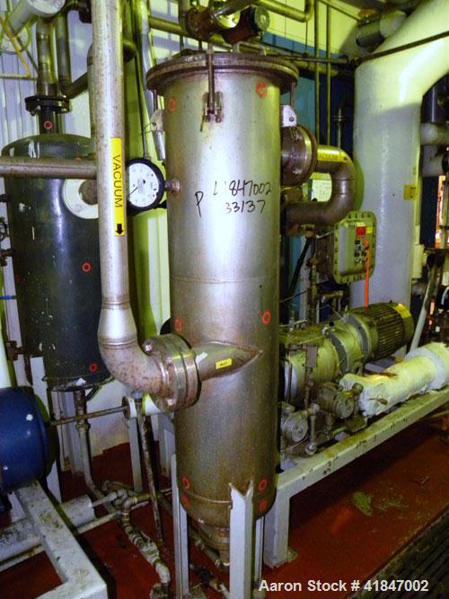 Used Busch Single Stage Cobra Dry Screw Vacuum Pump, Model AC0400FBT6.000H, Carbon Steel. Rated 262 cfm, 0.05’’ Torr., direct cooled. Driven by a 20 hp, 3/60/230/460 volt, 3520 rpm motor. Includes an...
