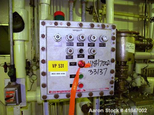 Used Busch Single Stage Cobra Dry Screw Vacuum Pump, Model AC0400FBT6.000H, Carbon Steel. Rated 262 cfm, 0.05’’ Torr., direct cooled. Driven by a 20 hp, 3/60/230/460 volt, 3520 rpm motor. Includes an...