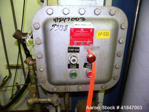 Used Busch Single Stage Cobra Dry Screw Vacuum Pump, Model AC0400FBT6.000H, Carbon Steel. Rated 262 cfm, 0.05’’ Torr., direct cooled. Driven by a 20 hp, 3/60/230/460 volt, 3520 rpm motor. Includes an...