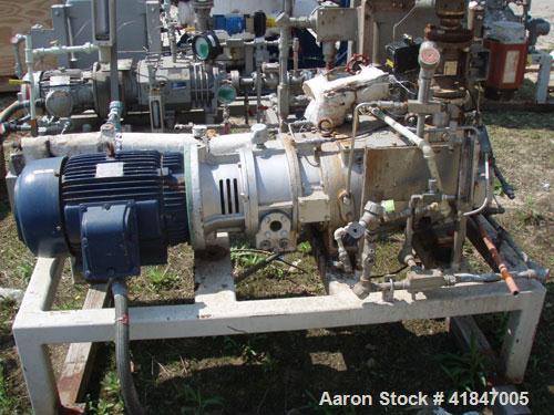 Used Busch Single Stage Cobra Dry Screw Vacuum Pump, Model AC0400FBT6.000B, Carbon Steel. Rated 262 cfm, 0.05’’ Torr., direct cooled. Driven by a 20 hp, 3/60/230/460 volt, 3520 rpm motor. Includes an...