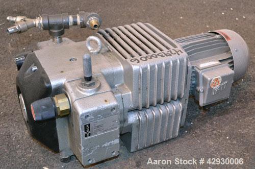 Used Busch Dry Running Rotary Vane Vacuum Pump, Model DC0040B003LCXX, Carbon Steel. Approximate  28 CFM. Driven y a 2.2 kw (3hp), 3/60/230/460 volt, 1704 rpm motor.