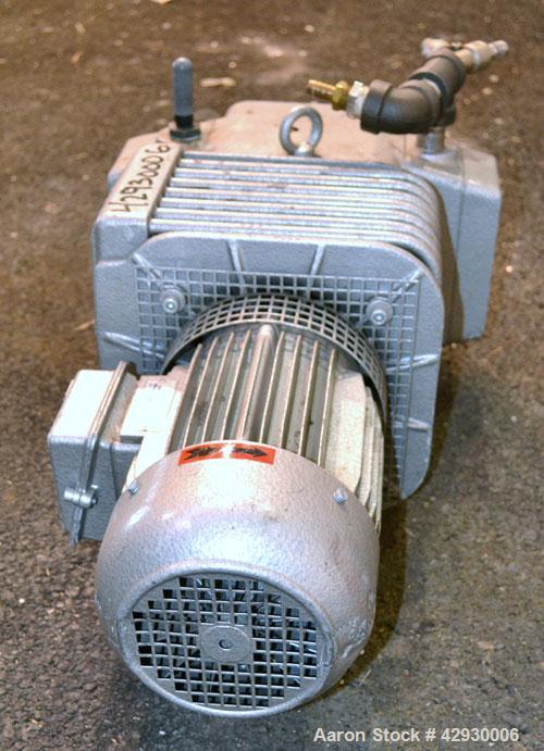 Used Busch Dry Running Rotary Vane Vacuum Pump, Model DC0040B003LCXX, Carbon Steel. Approximate  28 CFM. Driven y a 2.2 kw (3hp), 3/60/230/460 volt, 1704 rpm motor.