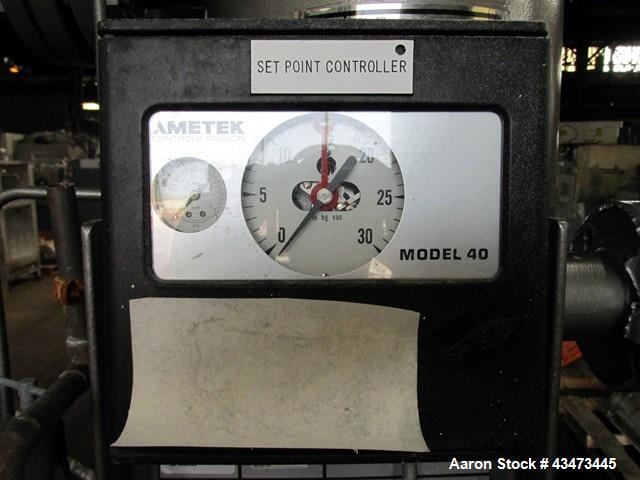 Used Busch Huckepack Vacuum Pump, Model HO437-D8095. Rated 282 cfm at 0.5 Torr, driven by 20hp, 230/460 volt XP motor. Skid mounted with silencer, heat exchanger, basket filter and oil pot, serial# 8...