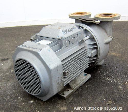 Used Busch Single Stage LX Series Dolphin Liquid Ring Vacuum Pump, Model LX0430A-AKO-MR-I-X, Carbon Steel. Rated 455 cubic meters an hour (268 cfm). 2-1/2” Inlet/outlet. Driven by a 15KW (20 hp), 3/6...