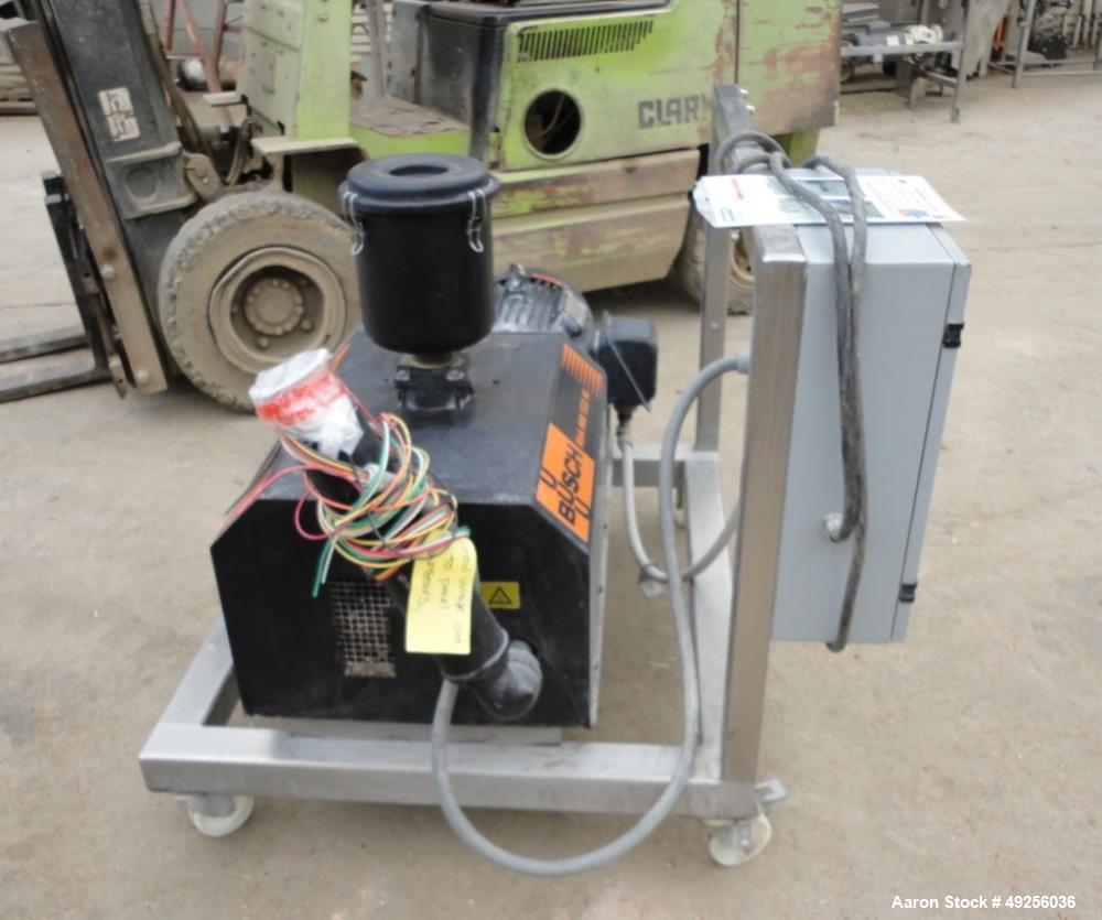 Used Busch Mink claw vacuum pump type MINK MM 1322 AVV6.11XX, serial number U070801158, Displacement 218 CFM, 10 HP, 208/230/460 V, 3-Phase, 60 Hz, 3475 rpm with a quadro electrical panel.