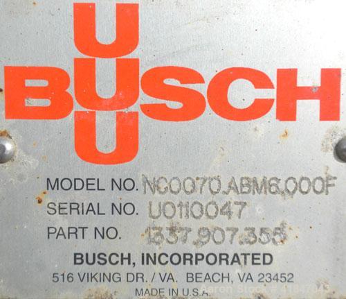 Used Busch Single Stage Cobra Dry Screw Vacuum Pump, model NC0070ABM6.000F, carbon steel. Rated 58 cfm, 0.075’’ Torr., air cooled. Driven by a 5 hp, 3/20-60/460 volt, 3505 rpm XP motor. Includes an X...