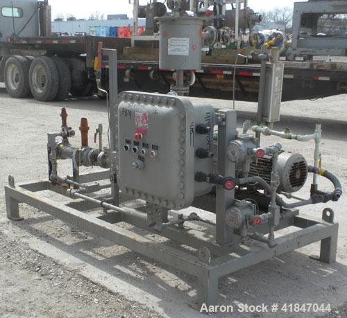 Used Busch Single Stage Cobra Dry Screw Vacuum Pump, model NC0070ABM6.000F, carbon steel. Rated 58 cfm, 0.075’’ Torr., air cooled. Driven by a 5 hp, 3/20-60/460 volt, 3505 rpm XP motor. Includes an X...
