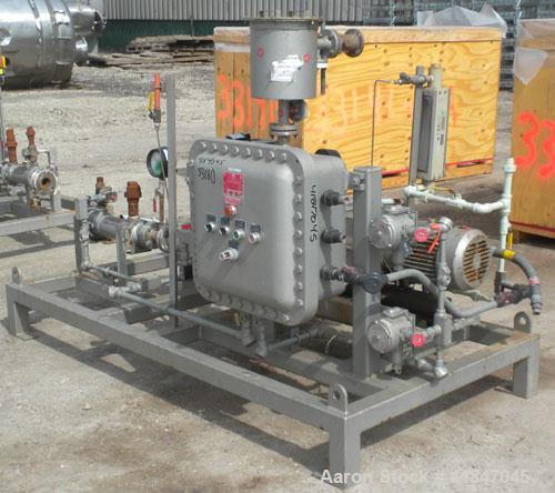 Used Busch Single Stage Cobra Dry Screw Vacuum Pump, Model NC0070ABM6.000F, Carbon Steel. Rated 58 CFM, 0.075’’ Torr., air cooled. Driven by a 5 HP, 3/20-60/460 Volt, 3505 RPM XP motor. Includes an X...
