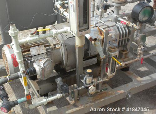 Used Busch Single Stage Cobra Dry Screw Vacuum Pump, Model NC0070ABM6.000F, Carbon Steel. Rated 58 CFM, 0.075’’ Torr., air cooled. Driven by a 5 HP, 3/20-60/460 Volt, 3505 RPM XP motor. Includes an X...