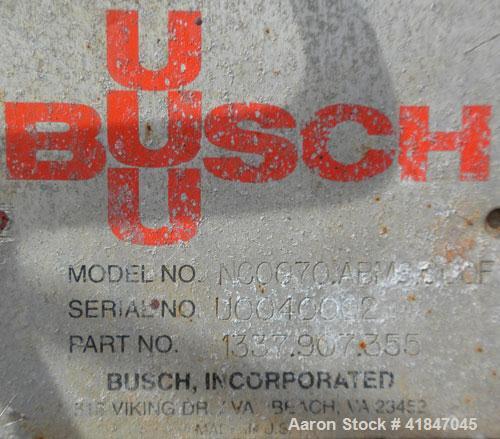 Used Busch Single Stage Cobra Dry Screw Vacuum Pump, Model NC0070ABM6.000F, Carbon Steel. Rated 58 CFM, 0.075’’ Torr., air cooled. Driven by a 5 HP, 3/20-60/460 Volt, 3505 RPM XP motor. Includes an X...