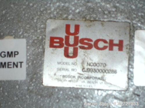 Used Busch Single Stage Cobra Dry Screw Vacuum Pump, Model NC0070, Carbon Steel. Rated 50 cfm at .075 torr, jacketed chamber with heat exchanger and silencer, direct coupled 5 hp, 230/460 volt xp mot...