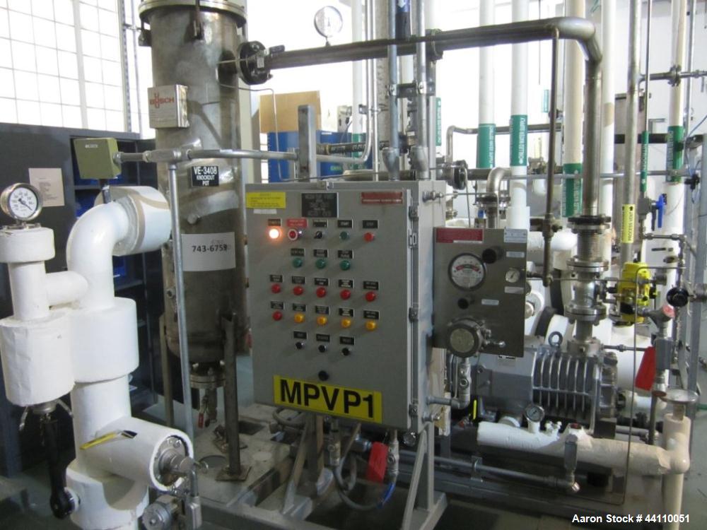 Used Busch vacuum pump system, Model NC0250 ABM6.000F, with RAS steel condenser, installed 2010