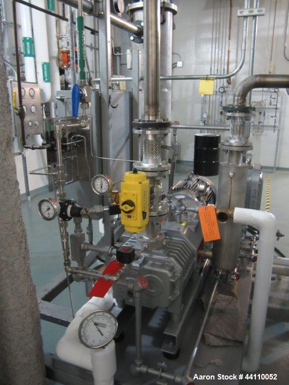 Used Busch vacuum pump system, Model NC0250 ABM6.000F, with RAS steel condenser, installed 2010