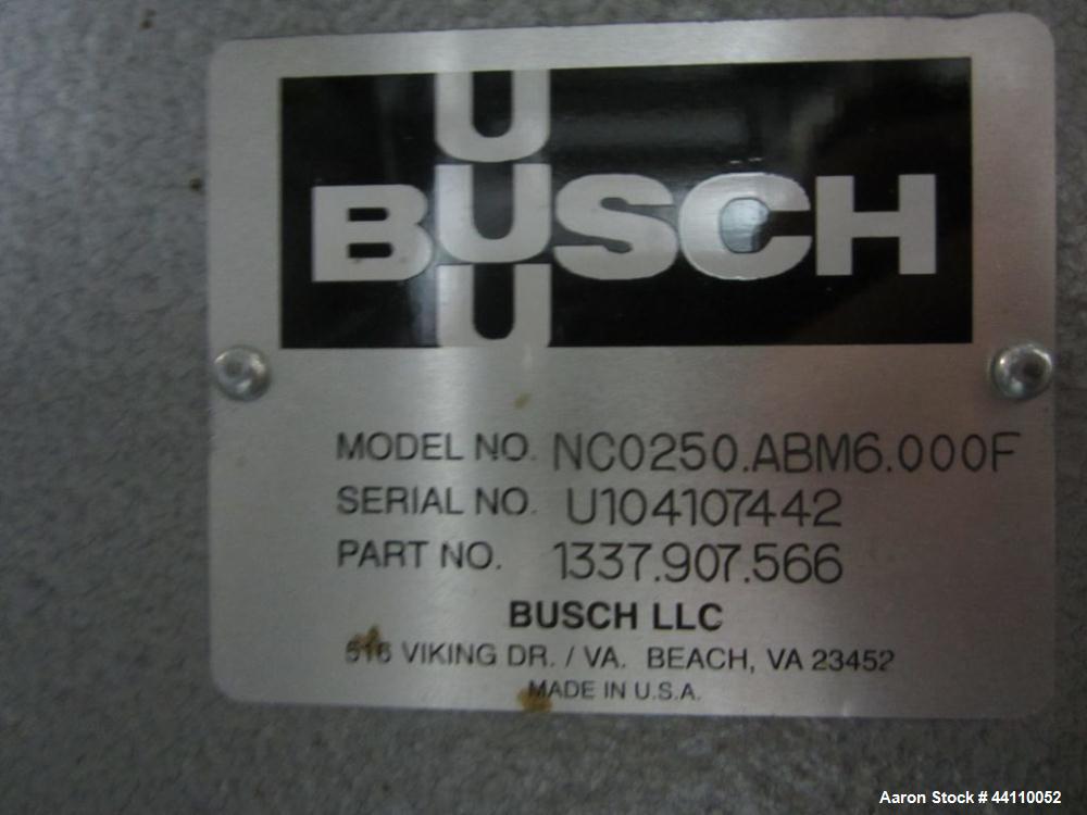 Used Busch vacuum pump system, Model NC0250 ABM6.000F, with RAS steel condenser, installed 2010