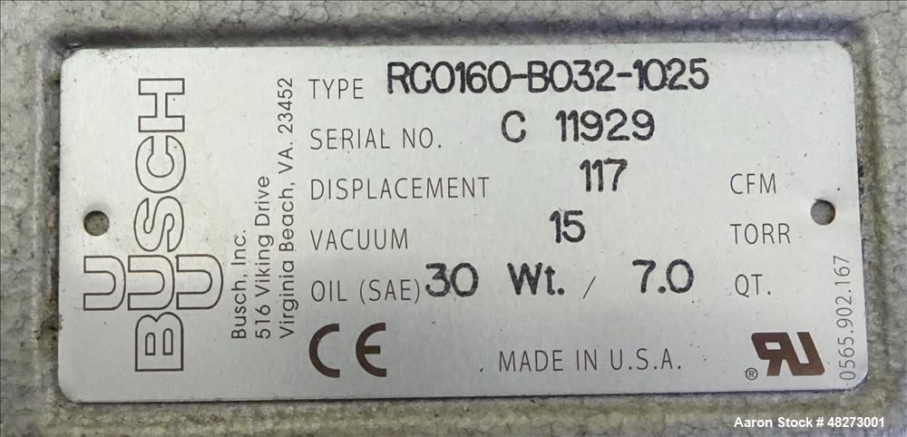 Used Busch Triplex Central Vacuum System.