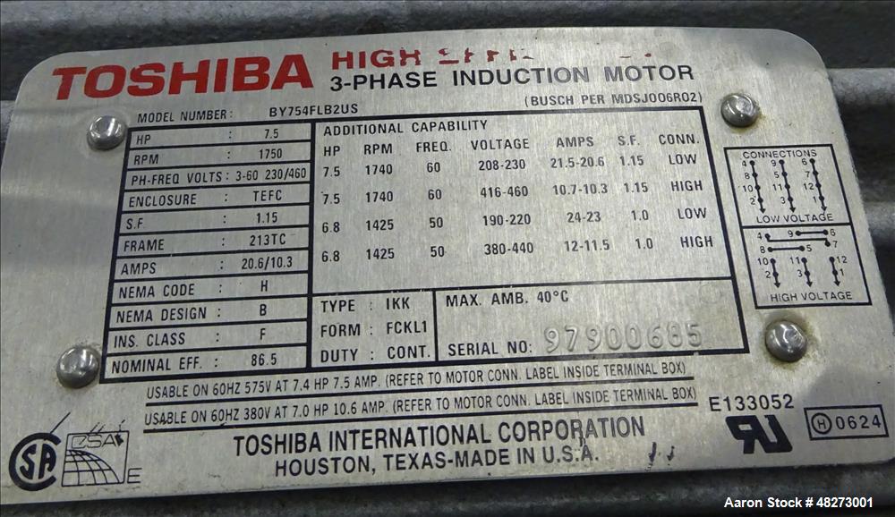 Used Busch Triplex Central Vacuum System.