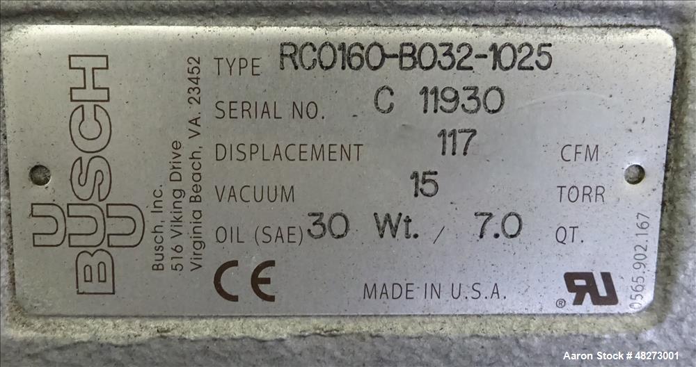 Used Busch Triplex Central Vacuum System.