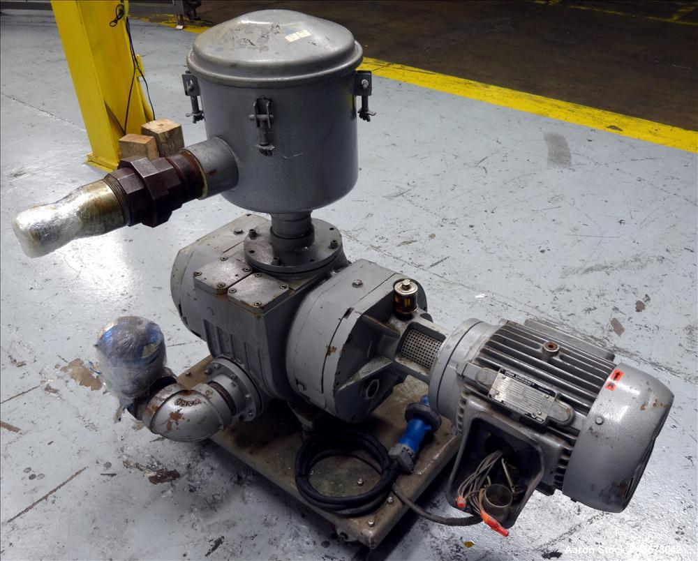 Used Busch Panda Rotary Lobe Vacuum Booster. 1060 CFM. Model WV 1500. Carbon steel construction. Has 7.5 HP Toshiba Motor, 3600 RPM, and filter. 208-230/460 volts. Mounted on flat steel frame with ca...