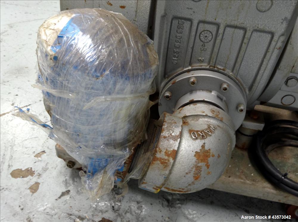Used Busch Panda Rotary Lobe Vacuum Booster. 1060 CFM. Model WV 1500. Carbon steel construction. Has 7.5 HP Toshiba Motor, 3600 RPM, and filter. 208-230/460 volts. Mounted on flat steel frame with ca...