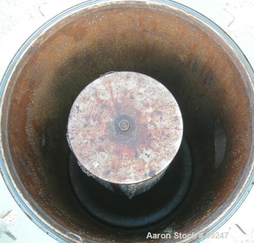 USED: Busch inline Dollinger pot filter, 304 stainless steel. 12"diameter x 40" deep, rated FV at 200 deg F. 3" inlet/outlet. Mounted on 3 carbon steel legs.