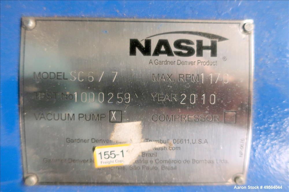 Used Nash SC Liquid Ring Vacuum Pump, Model SC6/7.