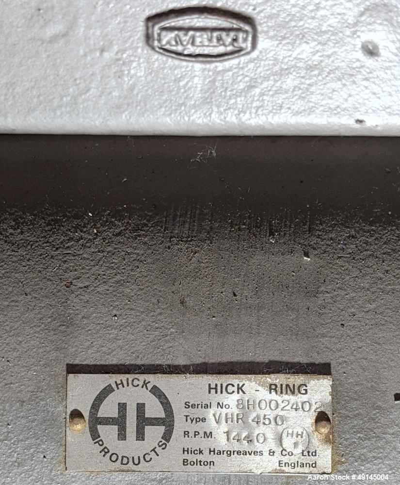 Used Hick Liquid Ring Vacuum Pump, Type VHR 450