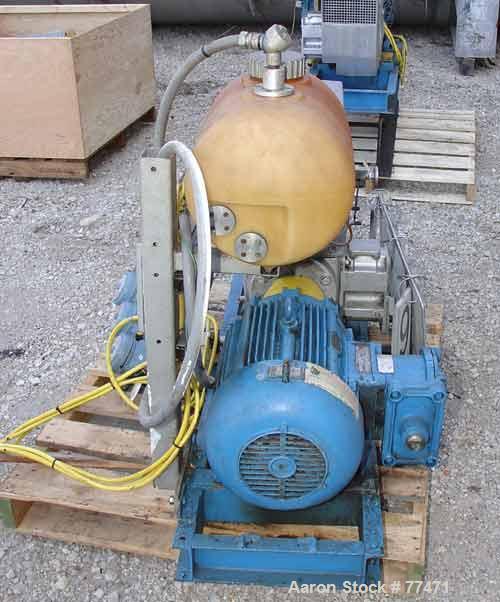 USED:Busch Huckepack once-through-sealing vacuum pump, rotary vane,type 433:014, rated 200 cfm. Driven by a 20 hp 3/60/230/460 volt  745 rpm XP motor. Skid mounted.