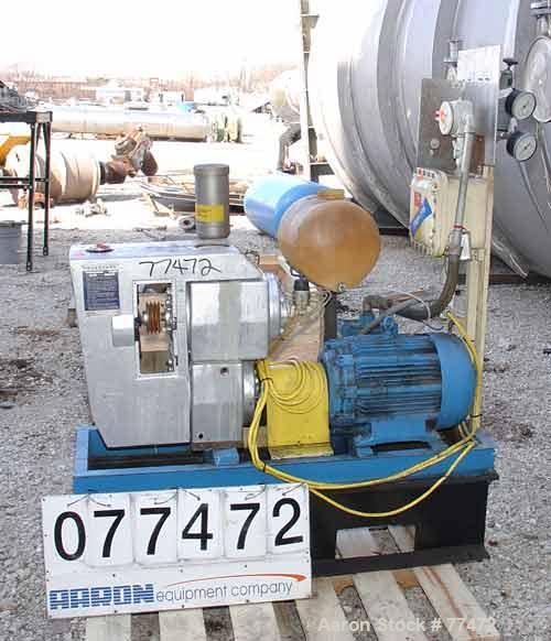 USED:Busch Huckepack once-through-sealing vacuum pump, rotary vane,type 433:014, rated 176 cfm. Driven by a 20 hp 3/60/230/460 volt1755 rpm XP motor. Skid mounted.