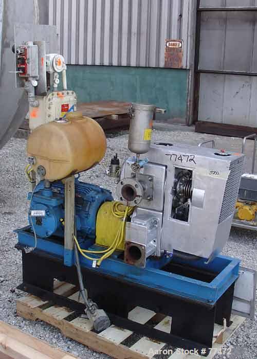 USED:Busch Huckepack once-through-sealing vacuum pump, rotary vane,type 433:014, rated 176 cfm. Driven by a 20 hp 3/60/230/4...
