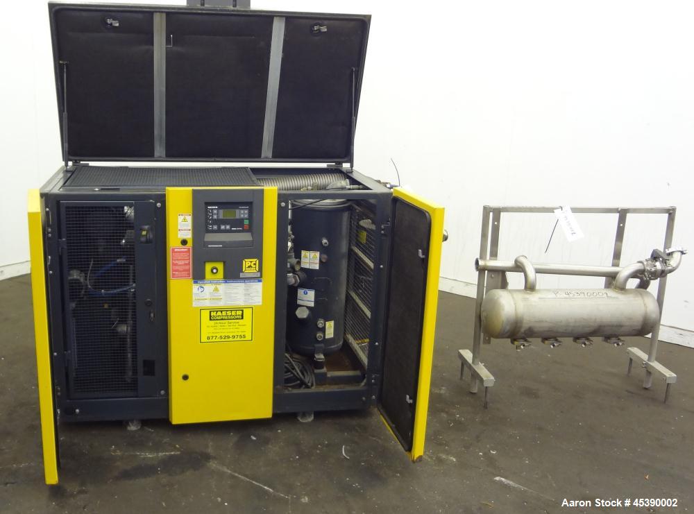 Used Kaeser Rotary Screw Vacuum Package, Model ASV 40. Rated 168 ACFM at 10" HGV, 14.5 psia, air cooled. Driven by a 7.5kw (10hp), 3/60/230/460 volt, 3535 rpm motor. Includes a Sigma control system, ...