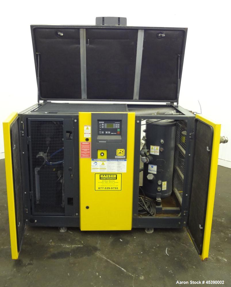 Used Kaeser Rotary Screw Vacuum Package, Model ASV 40. Rated 168 ACFM at 10" HGV, 14.5 psia, air cooled. Driven by a 7.5kw (10hp), 3/60/230/460 volt, 3535 rpm motor. Includes a Sigma control system, ...