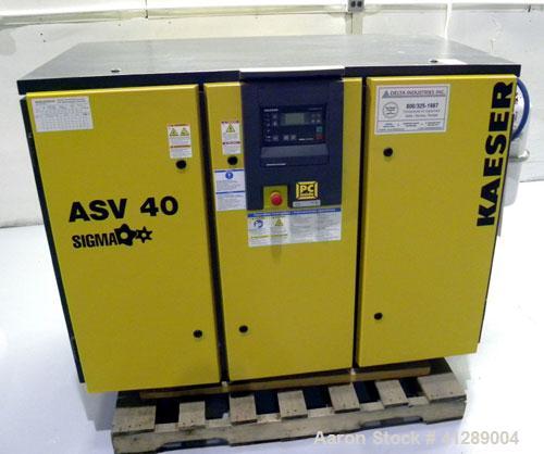 Used Kaeser Rotary Screw Vacuum Package, Model ASV 40. Rated 168 ACFM at 10" HGV. Air cooled. Driven by a 7.5 kw (10 hp), 3/60/230/460 volt, 3535 rpm motor. Includes a Sigma control system. Built 200...