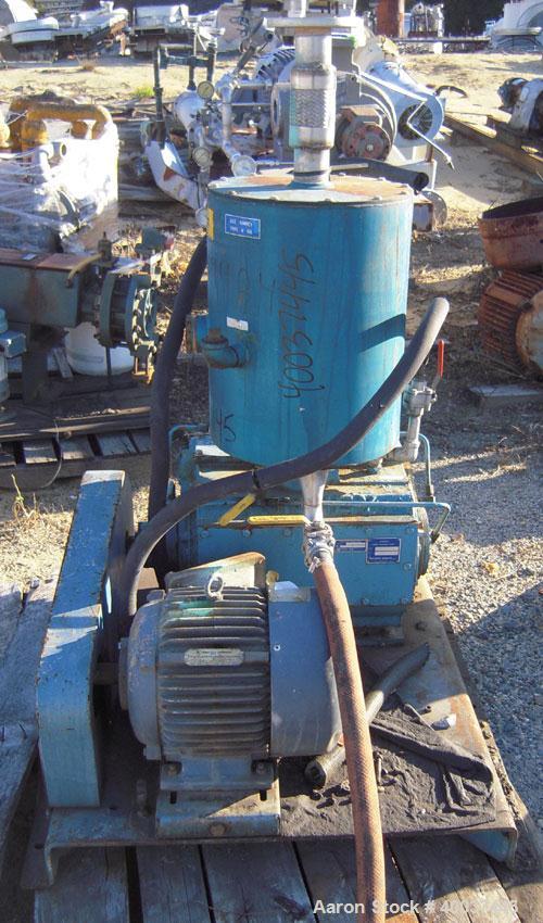 Used Kinney Single Stage Rotary Piston Vacuum Pump, Model KDH-130, Carbon Steel. Rated 134 cfm at 546 rpm. Driven by a 7.5 hp, 3/60/230/460 volt, 1745 rpm XP motor. Includes tank.