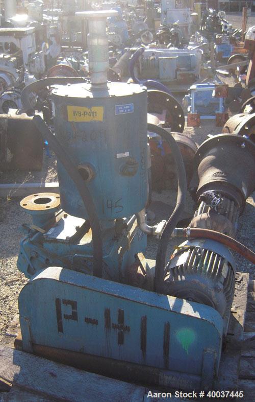 Used Kinney Single Stage Rotary Piston Vacuum Pump, Model KDH-130, Carbon Steel. Rated 134 cfm at 546 rpm. Driven by a 7.5 hp, 3/60/230/460 volt, 1745 rpm XP motor. Includes tank.