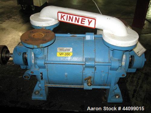 Used Kinney 2 Stage Liquid Ring Vacuum Pump, Model KLRC-125 KBA, Carbon Steel. Approximate 125 cfm at 1750 rpm. 1-1/2” Inlet/outlet. Driven by an approximate 10hp motor. Base mounted with frame.