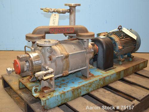 Used Kinney Liquid Ring Vacuum Pump, Model KLRC 125-KSS2, Skid Mounted. Driven by 10 hp motor, 3/60/230/460V, 1740 rpm.