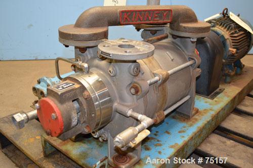 Used Kinney Liquid Ring Vacuum Pump, Model KLRC 125-KSS2, Skid Mounted. Driven by 10 hp motor, 3/60/230/460V, 1740 rpm.