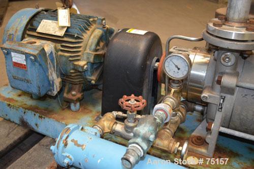 Used Kinney Liquid Ring Vacuum Pump, Model KLRC 125-KSS2, Skid Mounted. Driven by 10 hp motor, 3/60/230/460V, 1740 rpm.