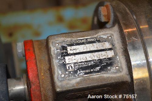 Used Kinney Liquid Ring Vacuum Pump, Model KLRC 125-KSS2, Skid Mounted. Driven by 10 hp motor, 3/60/230/460V, 1740 rpm.